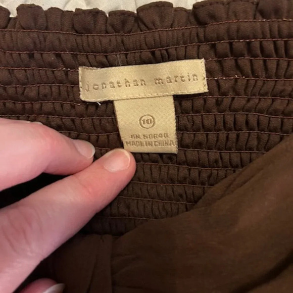 Brown, Silk Dress with Spaghetti Straps and Sequins, Sz 10 - Picture 6 of 12